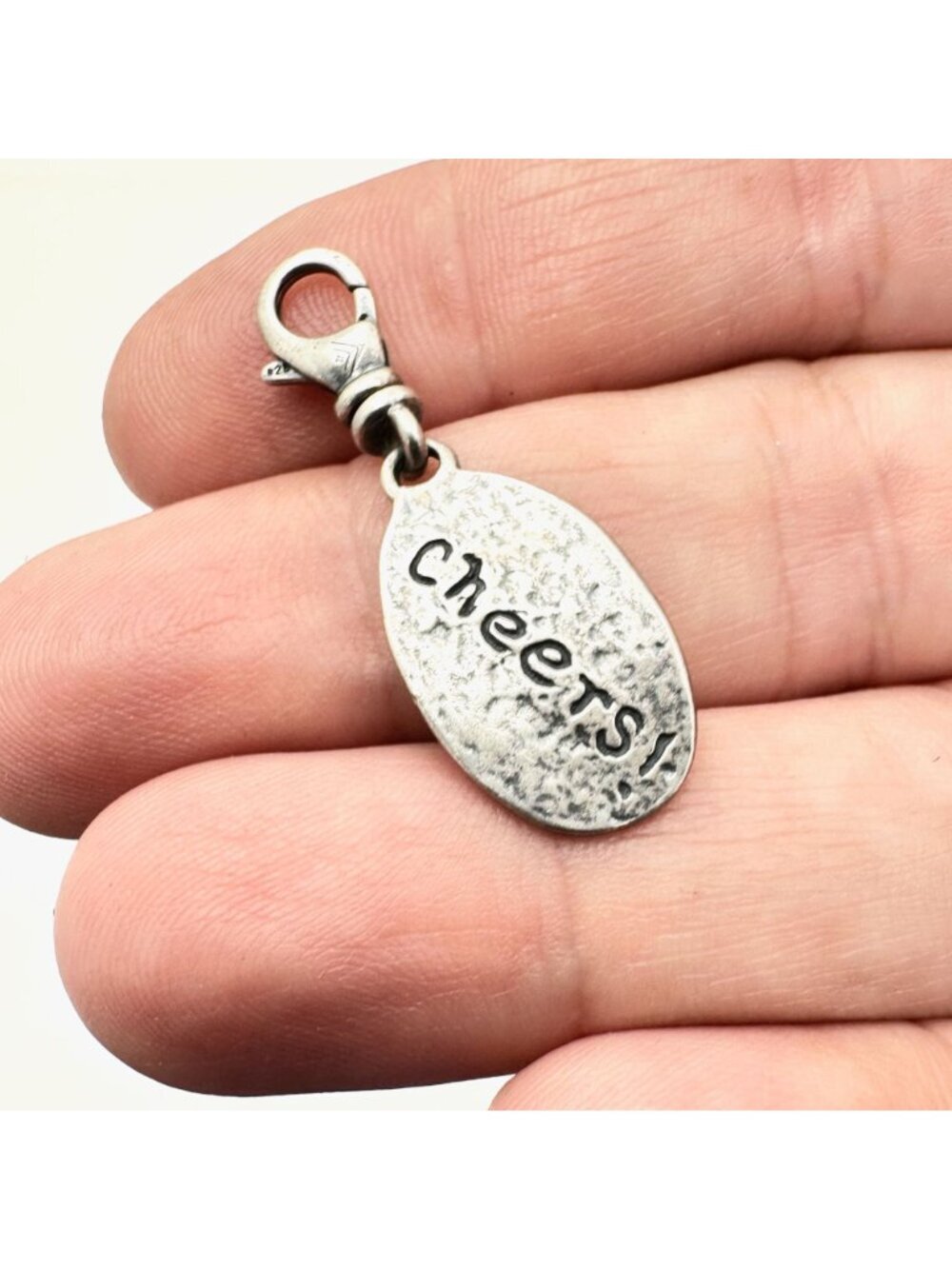 Silpada Charm Sterling Silver Here's to Friends Cheers Wine - Picture 2 of 2